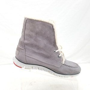 Cole Haan ZeroGrand Shearling Gray Suede Waterproof Fur Chukka Bootie Size 9.5 B